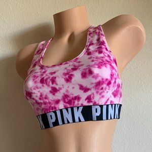 Victoria's Secret PINK Hot Tie Dye Old School Wide Logo Band Bra Top Bralette S